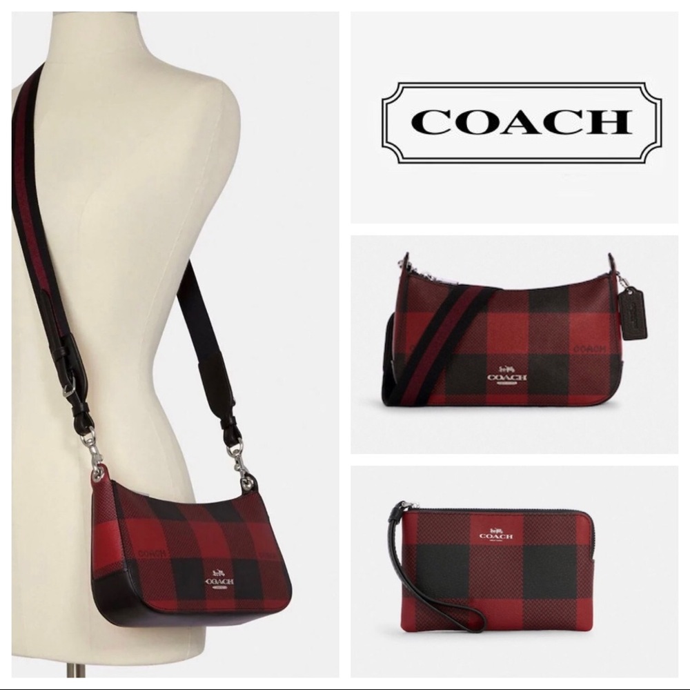 Coach Crossbody bag With Buffalo Plaid Print Bundle